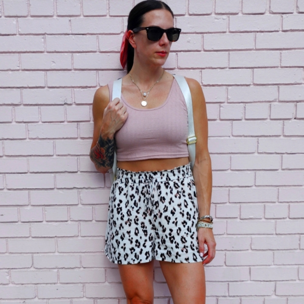Women's leopard print high waisted shorts